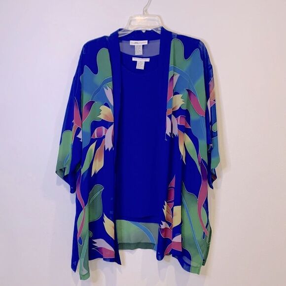 DRAPER’S & Damon’s 2 piece silk shell sleeveless silk kimono style jacket XL/OS - Picture 15 of 15